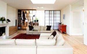 Sofa, Wohnzimmer, Kamin