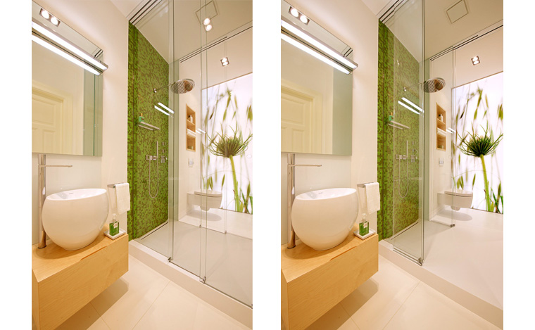 Badezimmer Waschtisch Mosaik grün